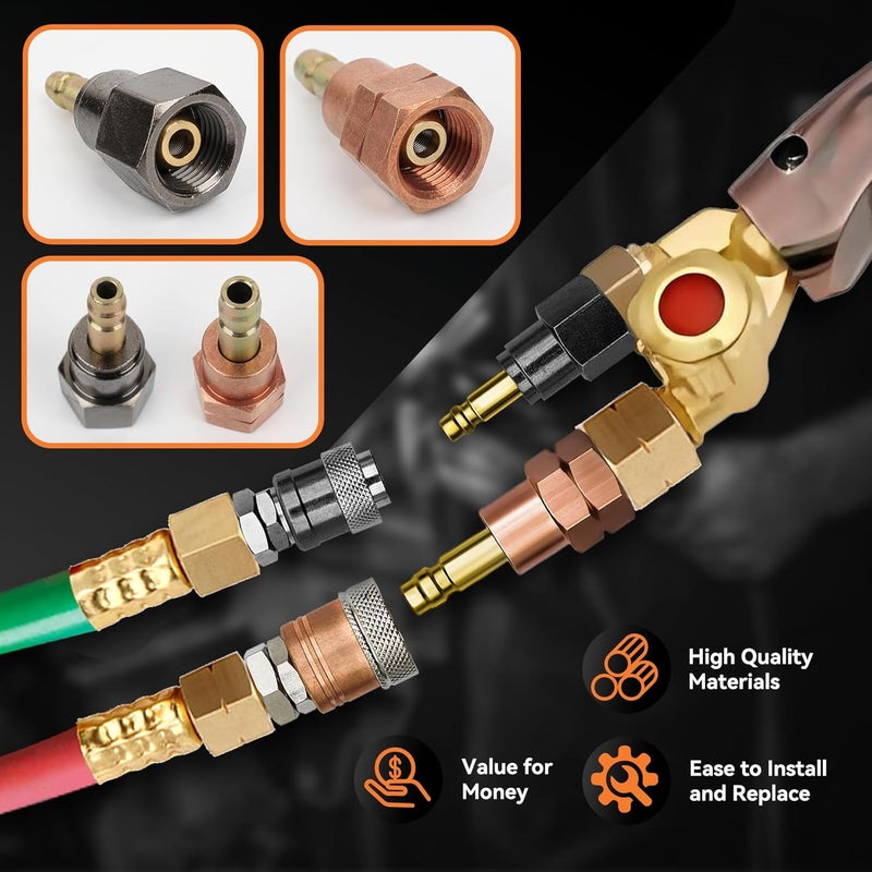 YBMTE Oxy Acetylene Torch Quick Connects Fittings | Upgraded QDB10 Set with Check Valves | Fit 9/16"-18UNF B | Heavy-duty Safe and Durable leak-proof Design |Special Corrosion-Resistant Materials|OEM - Image 2